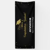 Stilvolle Black Gold Script Glückwunsch Abschluss  Banner (Vertikal)