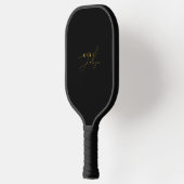 Stilvolle Black Gold Signature Script Monogram Pickleball Schläger (Links)