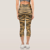 Stilvolle Black Gold Tiger Animal Print Capri Leggings (Rückseite)