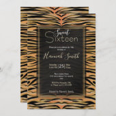 Stilvolle Black Gold Tiger Animal Print Einladung (Vorne/Hinten)