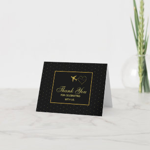 Stilvolle Black Gold Travel Wedding Vielen Dank Dankeskarte