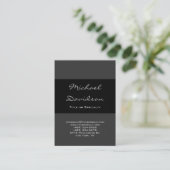 Stilvolle Black Gray Classical Script Business Car Visitenkarte (Stehend Vorderseite)