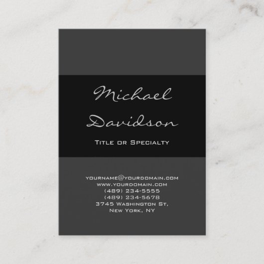 Stilvolle Black Gray Classical Script Business Car Visitenkarte (Vorderseite)