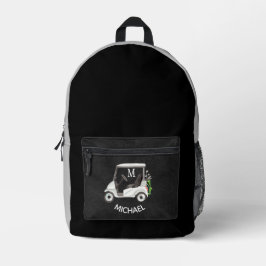 Stilvolle Black Gray Golf Design Monogram Name Bedruckter Rucksack