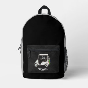 Stilvolle Black Gray Golf Design Monogram Name Bedruckter Rucksack