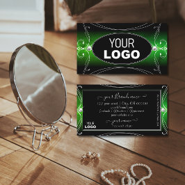 Stilvolle Black Green Verziert Sparkle Jewels Logo Visitenkarte