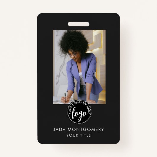 Stilvolle Black ID Card Modernes Minimalistisches Ausweis (Vorderseite)