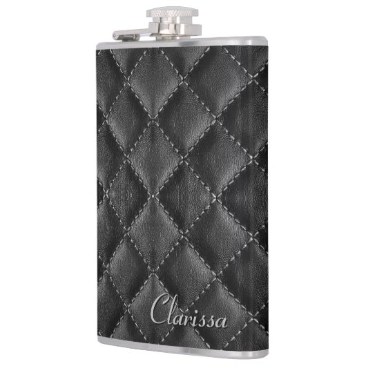 Stilvolle Black Leather Womens Flachmann (Links)