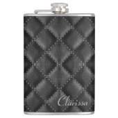 Stilvolle Black Leather Womens Flachmann (Vorderseite)