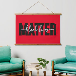 Stilvolle Black Lives Matter Typografie Wandteppich Mit Holzrahmen
