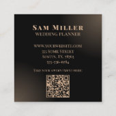 Stilvolle Black Lux Chic Floral Monogram Quadratische Visitenkarte (Rückseite)