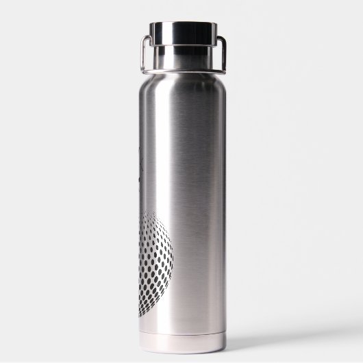 Stilvolle Black Modern Golf Ball Monogram Trinkflasche (Rückseite)