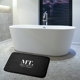 Stilvolle Black Modern Monogram Initials & Name Badematte