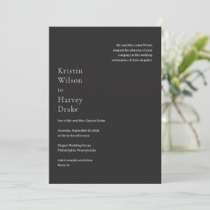 Stilvolle Black Modern Wedding Einladung