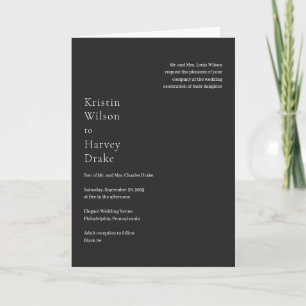 Stilvolle Black Modern Wedding Einladung