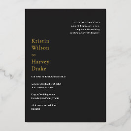 Stilvolle Black Modern Wedding Folieneinladung