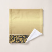 Stilvolle Black Old Gold Wirbel Badhandtuch Set (Waschlappen)