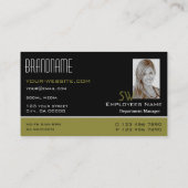 Stilvolle Black Olive Green Monogram und Foto Visitenkarte (Rückseite)
