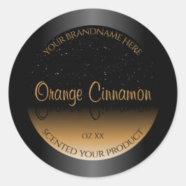 Stilvolle Black Orange Product Labels Soft Glitzer Runder Aufkleber