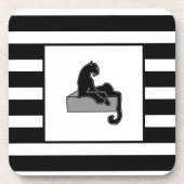 Stilvolle Black Panther Cat White Moderne Getränkeuntersetzer (Vorderseite)