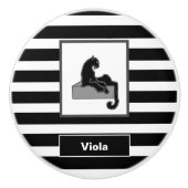 Stilvolle Black Panther Cat White Moderne Keramikknauf (Vorderseite)