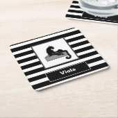 Stilvolle Black Panther Cat White Moderne Rechteckiger Pappuntersetzer (angewinkelt)