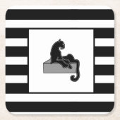 Stilvolle Black Panther Cat White Moderne Rechteckiger Pappuntersetzer (Vorderseite)