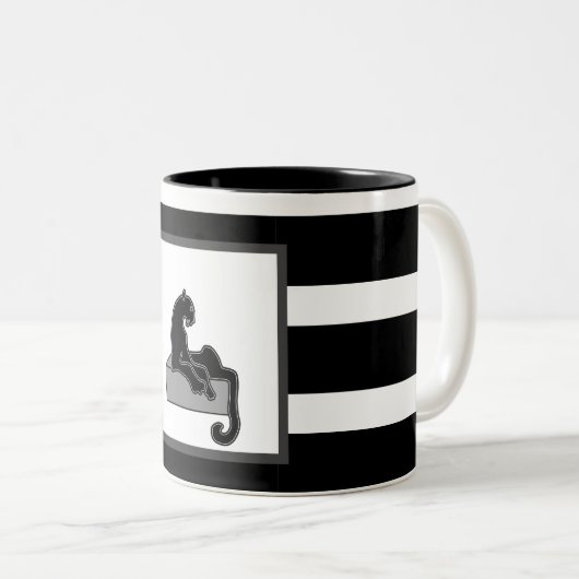Stilvolle Black Panther Cat White Moderne Zweifarbige Tasse (VorderseiteRechts)