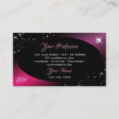 Stilvolle Black Pink Glitzer Stars Diamonds Initia Visitenkarte (Rückseite)