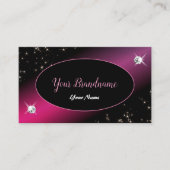 Stilvolle Black Pink Glitzer Stars Sparkle Diamond Visitenkarte (Vorderseite)
