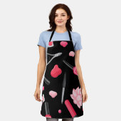 Stilvolle Black & Pink Nail Polnische Flasche Mani Schürze (Getragen)