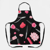 Stilvolle Black & Pink Nail Polnische Flasche Mani Schürze (Vorderseite)