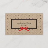 Stilvolle Black Polka Dot und Red Ribbon Kraft Visitenkarte (Vorderseite)