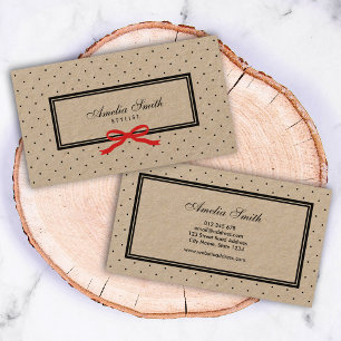 Stilvolle Black Polka Dot und Red Ribbon Kraft Visitenkarte