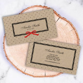 Stilvolle Black Polka Dot und Red Ribbon Kraft Visitenkarte