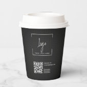 Stilvolle Black QR Code Business-Logo-Minimal Pappbecher (Rückseite)