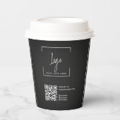 Stilvolle Black QR Code Business-Logo-Minimal Pappbecher (Vorderseite)