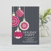 Stilvolle Black Red Christmas Balls Feierlichkeit Einladung (Stehend Vorderseite)