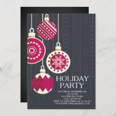 Stilvolle Black Red Christmas Balls Feierlichkeit Einladung (Vorne/Hinten)