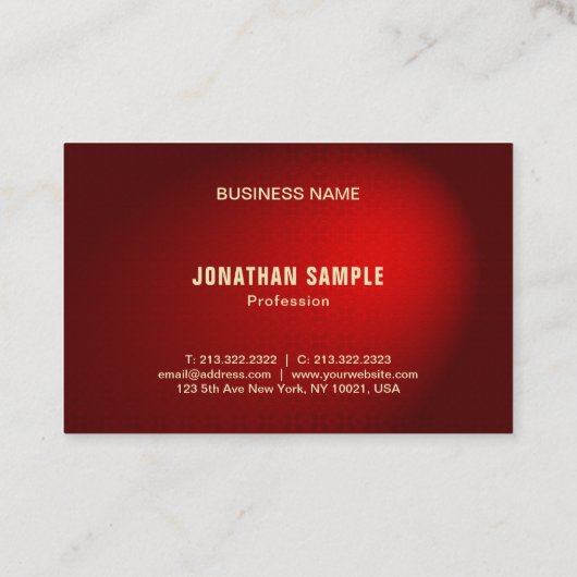 Stilvolle Black Red Gold Damask Luxus Beruflich Visitenkarte (Rückseite)