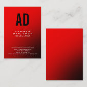 Stilvolle Black Red Monogram Chic Business Card Visitenkarte (Vorne/Hinten)