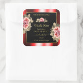 Stilvolle Black Red Product Labels Floral Niedlich Quadratischer Aufkleber (Tasche)
