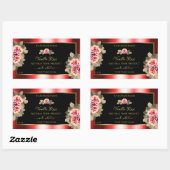 Stilvolle Black Red Product Labels Floral Niedlich Rechteckiger Aufkleber (Blatt)