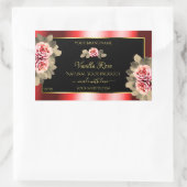 Stilvolle Black Red Product Labels Floral Niedlich Rechteckiger Aufkleber (Tasche)
