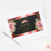 Stilvolle Black Red Product Labels Floral Niedlich Rechteckiger Aufkleber (Umschlag)