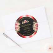 Stilvolle Black Red Product Labels Floral Niedlich Runder Aufkleber (Umschlag)