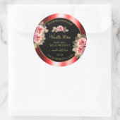 Stilvolle Black Red Product Labels Floral Niedlich Runder Aufkleber (Tasche)