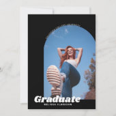 Stilvolle Black Retro Foto Arch Graduation Party Einladung (Vorderseite)
