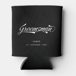 Stilvolle Black Retro Typografy Trauzeuge Hochzeit Dosenkühler