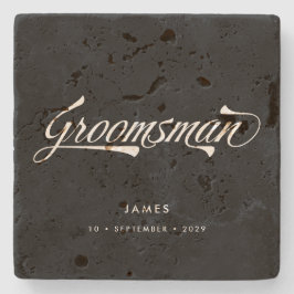 Stilvolle Black Retro Typografy Trauzeuge Steinuntersetzer